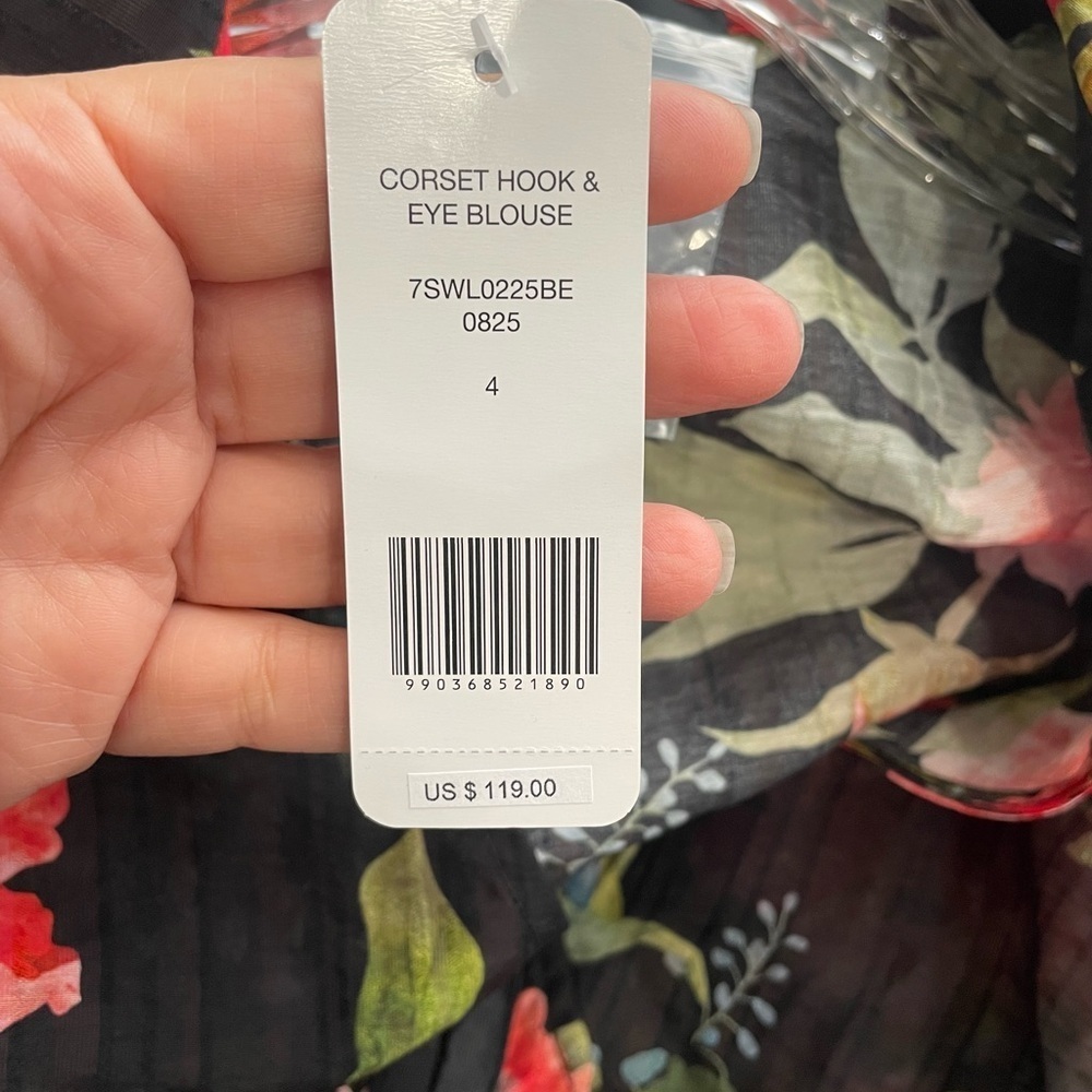 BEBE Sheer Flower Print Corset Blouse (NWT) - Picture 8 of 8